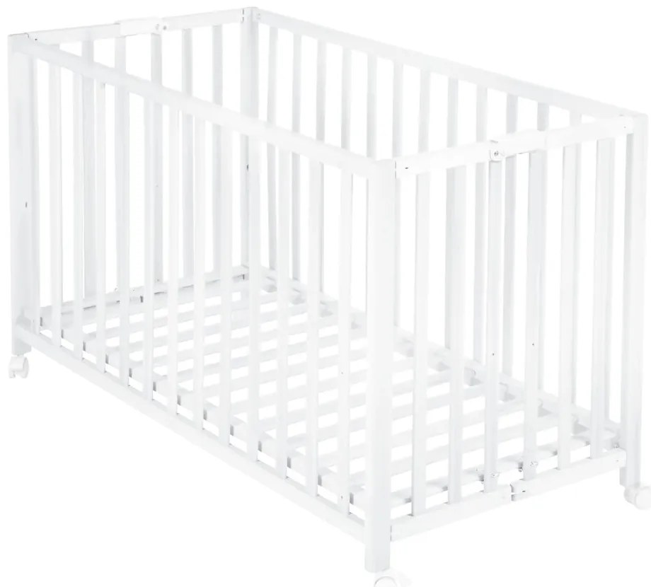 Biela skladacia postieľka na kolieskach 60x120 cm Fold up – Roba