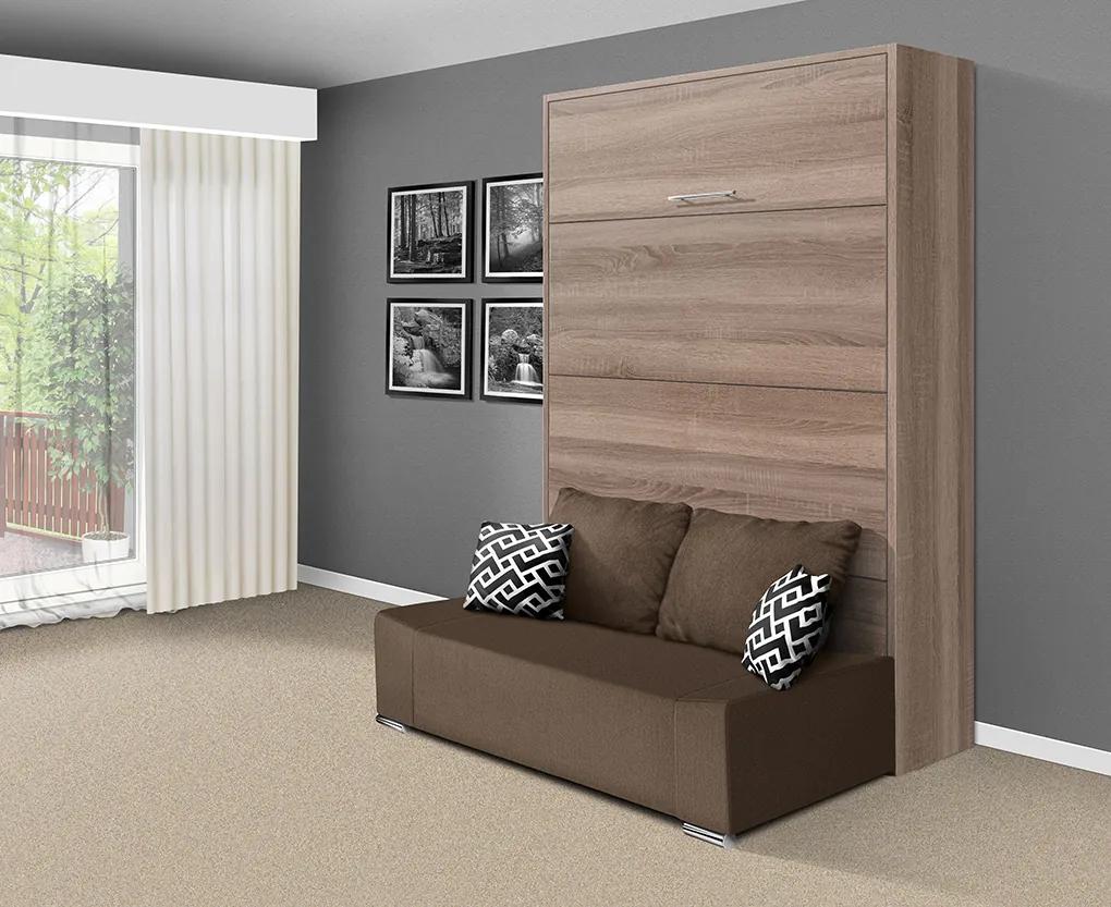 Nabytekmorava Sklápacia posteľ s pohovkou VS 21058P 200x140 farba pohovky: Hnedá, Typ farebného prevedenia: Antracit / dvere biele