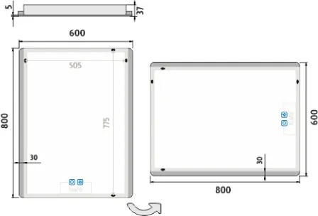 Nimco LED zrkadlo 600x800 s dvoma dotykovými senzormi - ZP 17002VX
