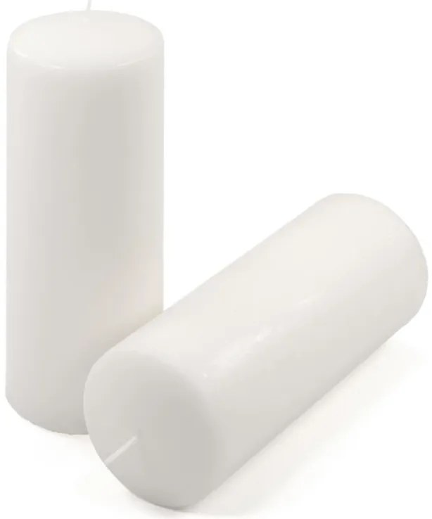 Sada stĺpových sviečok, 20 cm, Ø 7,5 cm, biela, 6 ks