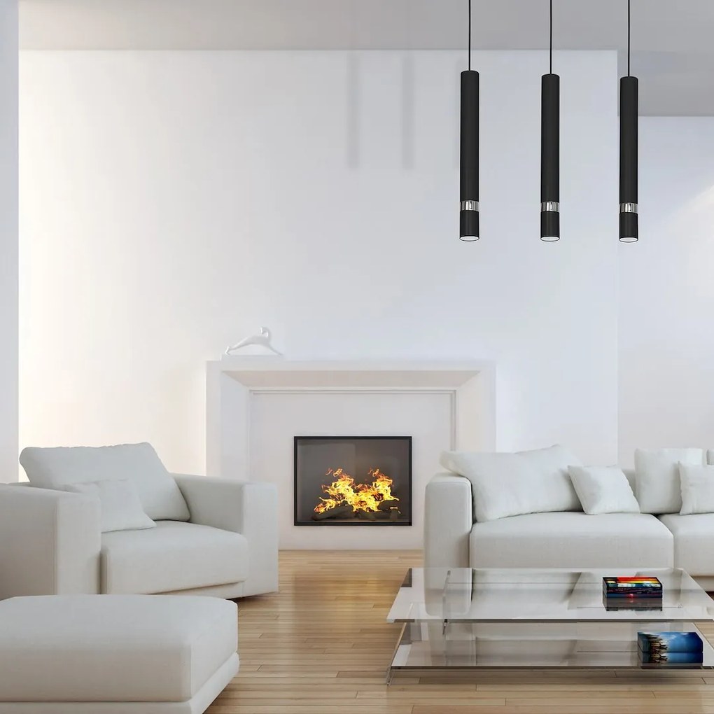 Závesné svietidlo Joker, 3x čierne kovové tienidlo, b/ch