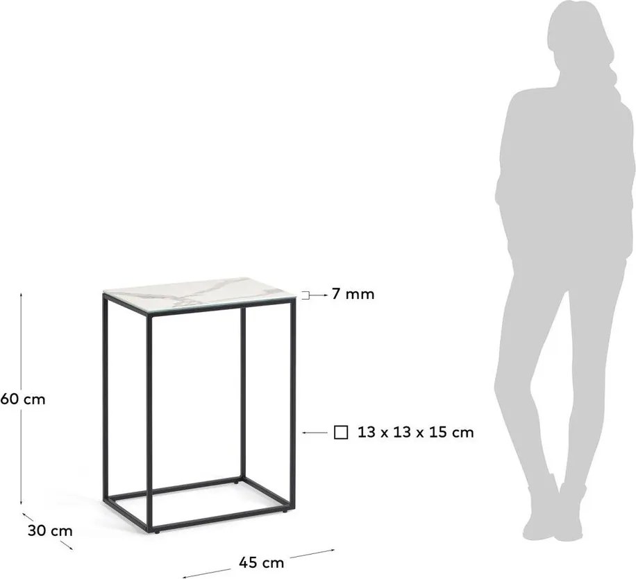 Odkladací stolík s keramickou doskou 30x45 cm Rewena – Kave Home