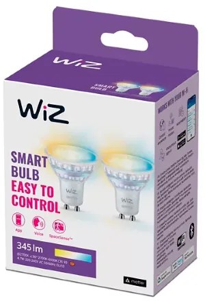Philips Wiz Tunable white 8720169076709 LED žiarovka GU10 PAR16 4,7W/345lm 2700-6500K 2-set