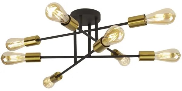 Searchlight 8048-8BK - Prisadený luster ARMSTRONG 8xE27/60W/230V mosadz