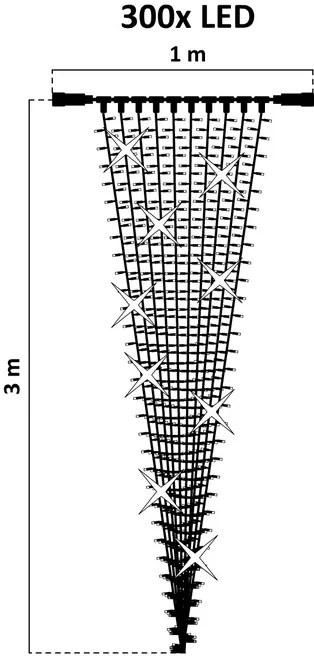 DECOLED Svetelné závesy LED, FLASH, 1x3 m, ľadovo biela, 300 diód, IP67