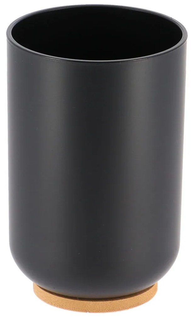 Kúpeľňový pohár Besson, čierna/s drevenými prvkami, 300 ml