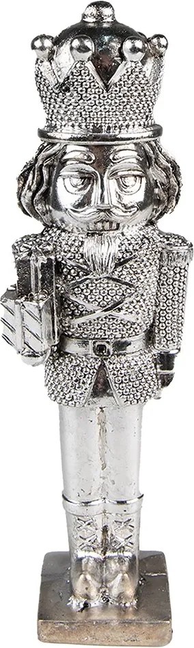 Vánoční dekorace Louskáček Stříbrný 5*4*19 cm - 5*4*19 cm