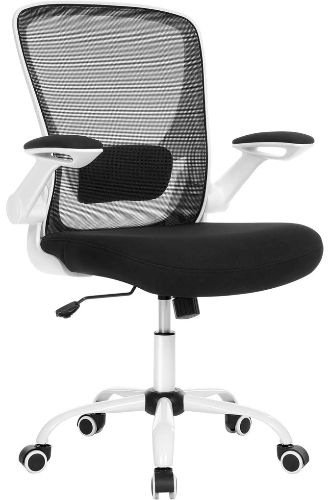 Kancelárska stolička, ergonomická, kolískový mechanizmus, čiernobiela