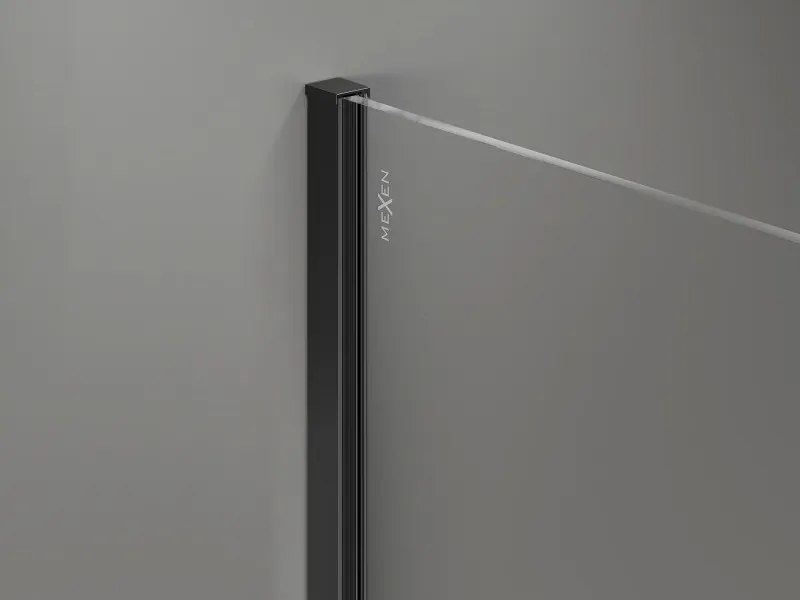 Mexen Kioto-X, sprchová zástena 140 x 200 cm, 10mm číre sklo, čierny profil, 800-140-101-70-00-X