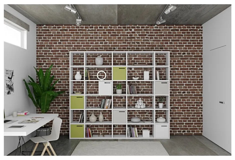 Biela knižnica TemaHome Pombal, šírka 255 cm