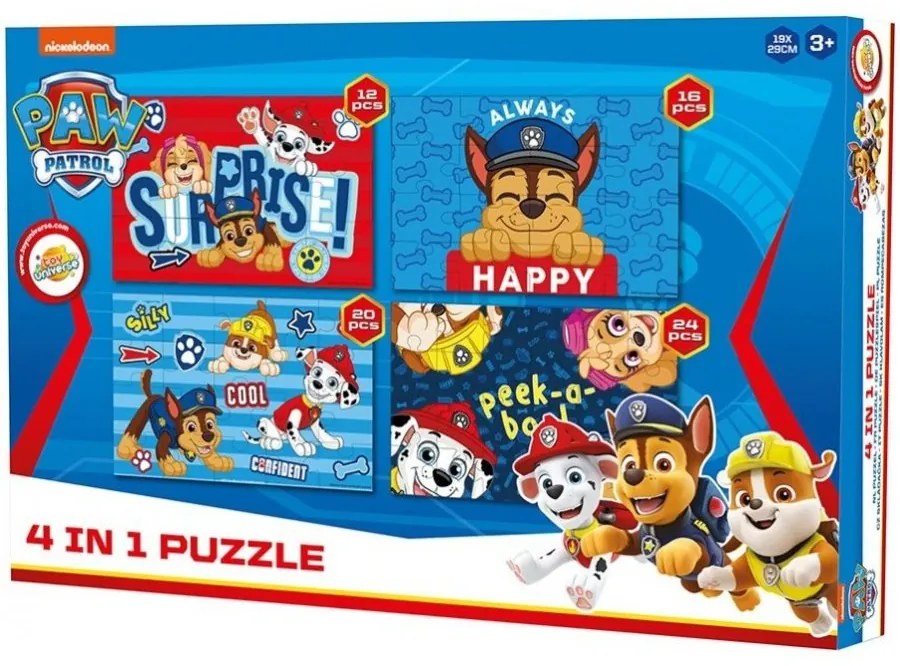 Puzzle Tlapková patrola - Paw Patrol - 4v1 - 12, 16, 20 a 24 dielikov