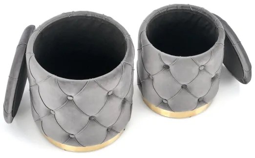 SADA 2x Taburet POLLY pr. 40/44 cm šedá/zlatá