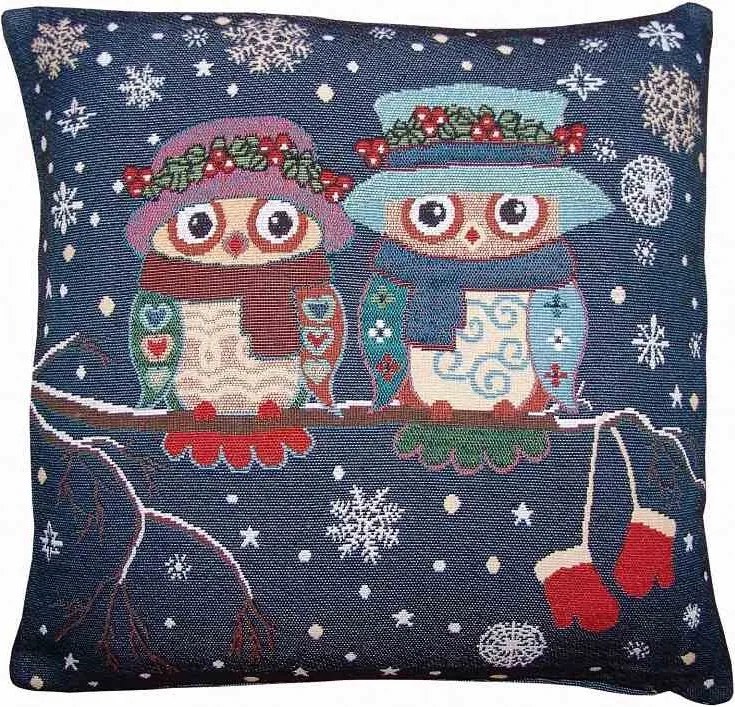 Vankúšová obliečka Zimné sovy 40 × 40 cm