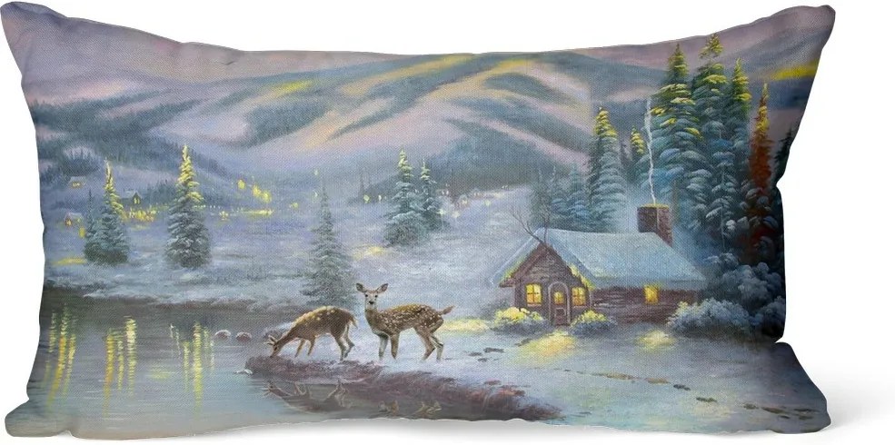 Domarex Vianočný svietiaci vankúšik s LED svetielkami Srnky, 30 x 50 cm