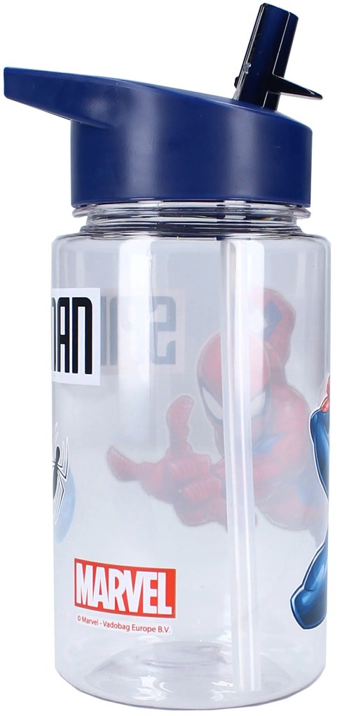 Plastová fľaša na pitie Spiderman so slamkou a uškom - 450 ml