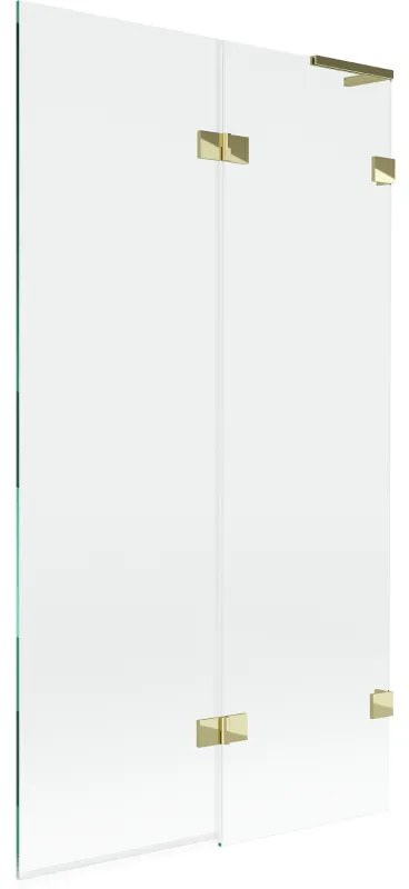 Mexen Lunar L, 2-krídlová vaňová zástena pravá 100 x 150 cm, číre sklo, zlatá lesklá, 897L-100-100-50-00-P