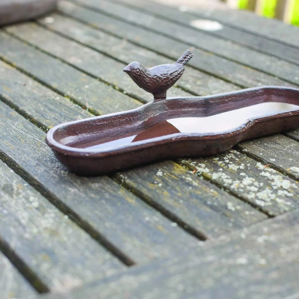 Napájadlo pre vtáky Bird, 7x29,5 cm, liatina, hnedá