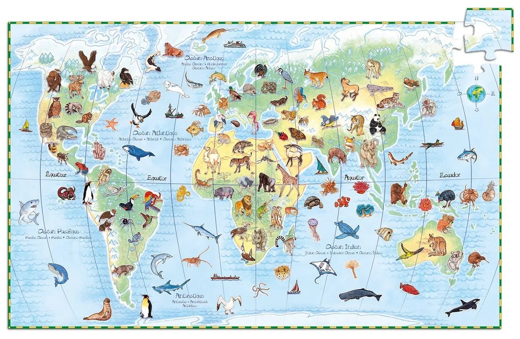 Vyhľadávacie puzzle s plagátom - Zvieratá sveta - 100 ks