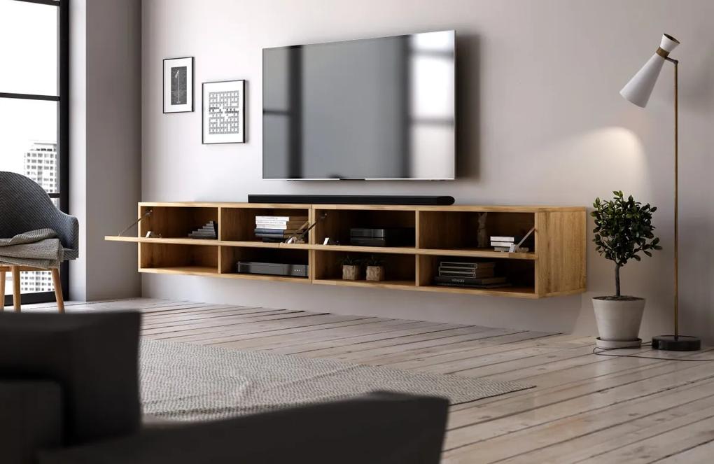 Závesný TV stolík DERBY 280 cm dub wotan