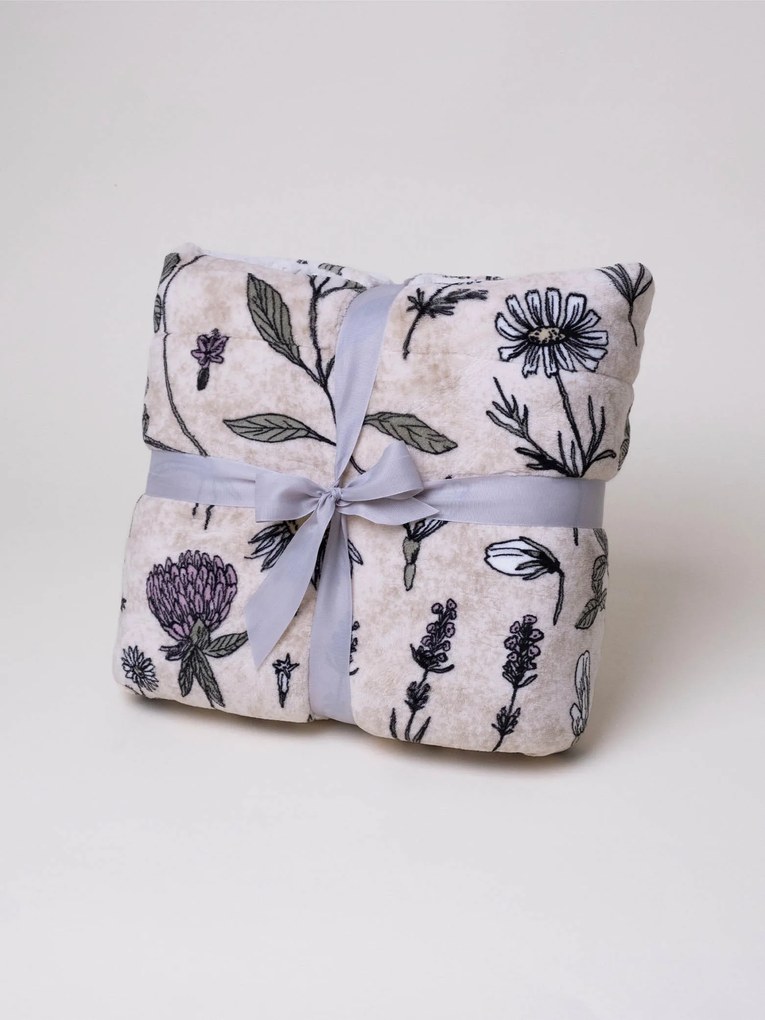 Baránková deka mikroplyš Exclusive 220 × 200 cm – Herbár béžový