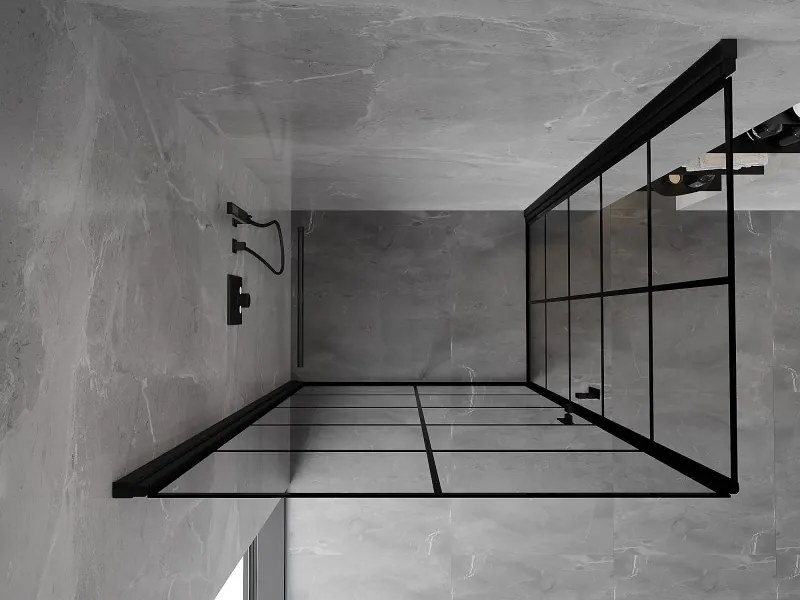 Mexen Mist-B Duo, 2-krídlový výklopný sprchový kút 100 x 90 cm, číre sklo-čierna mriežka, 8A2-100L-090P-70-77