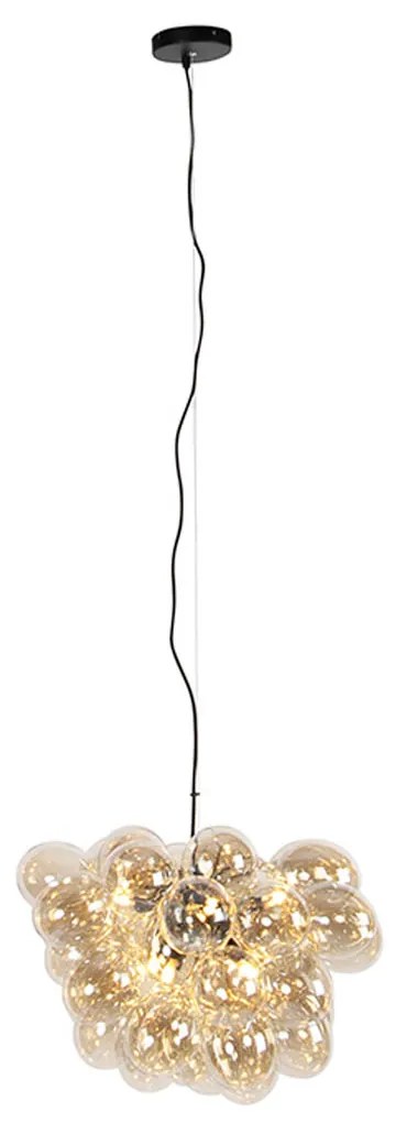 Inteligentné závesné svietidlo čierne s jantárovým sklom vrátane 8 WiFi G9 - Uvas