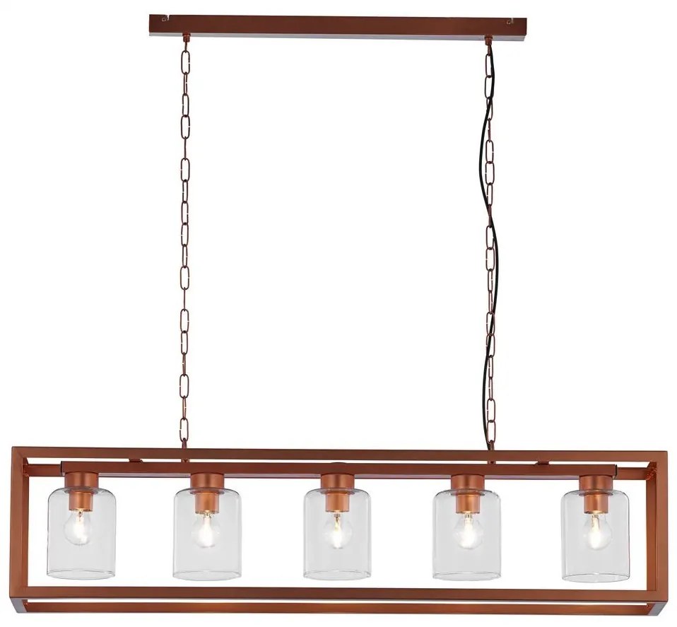 Jupiter 1804 - MC5 - Luster na reťazi MACARI 5xE27/60W/230V medená