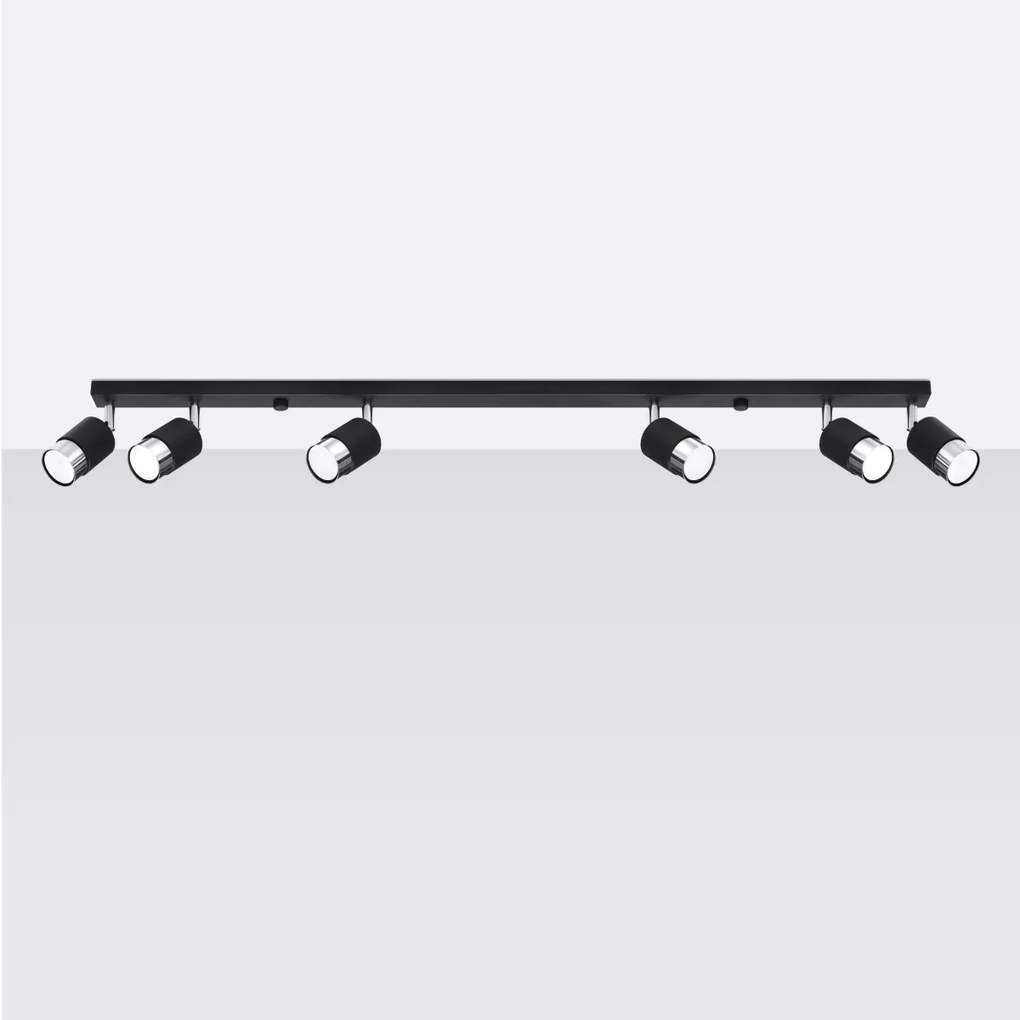 Bodové svietidlo Nero, 6x čierne kovové tienidlo, (možnosť polohovania), ch