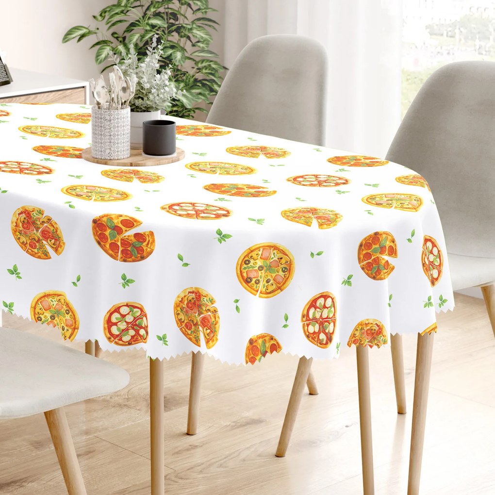 Goldea oválny teflónový obrus - lahodná pizza 140 x 180 cm