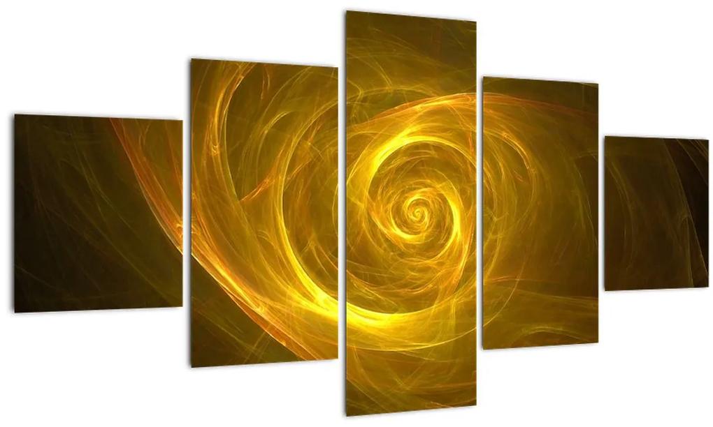 Obraz abstraktnej žltej špirály (125x70 cm), 40 ďalších rozmerov