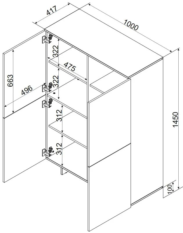 Cama Vysoká komoda Alma 4D - béžová