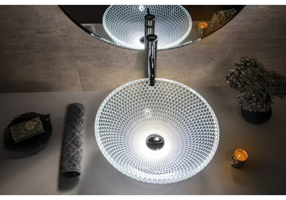 Sklenené okrúhle umývadlo ø 42 cm Puketa – Sapho