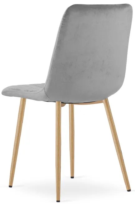 Set štyroch jedálenských stoličiek LAVA zamatové, svetlosivé / hnedé nohy (4 ks)