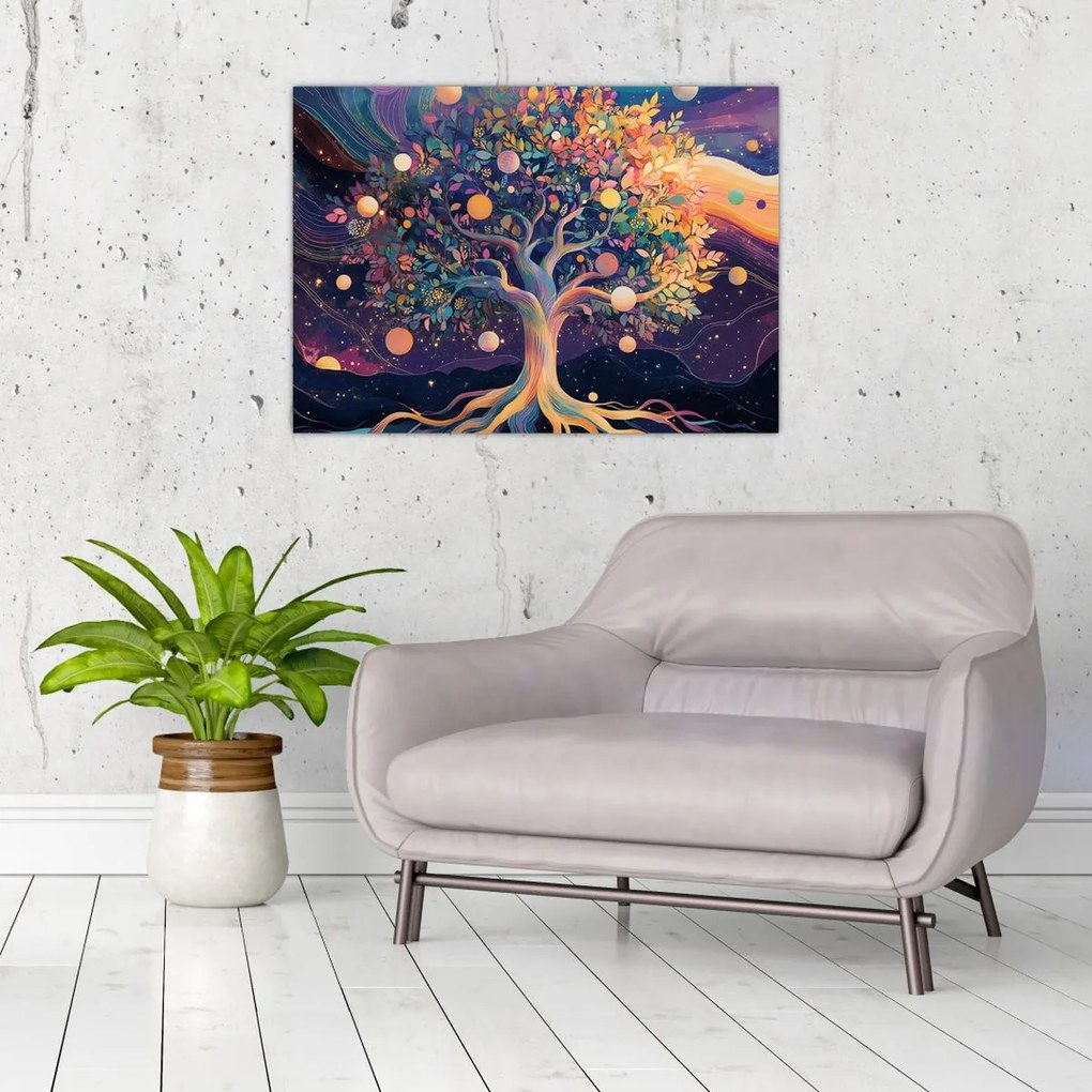 Obraz – Fialový strom plný energie (70x50 cm)