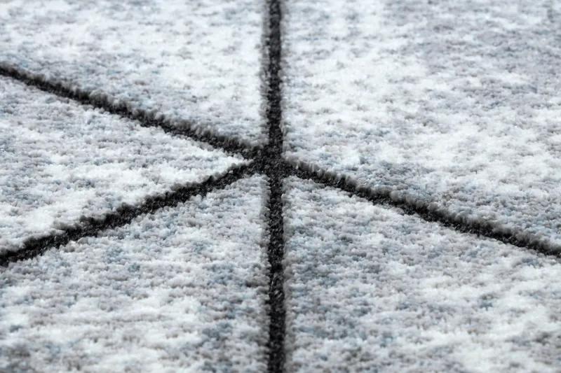 Moderný koberec COZY 8872 Wall, geometrický , trojuholníky - Štrukturálny, dve vrstvy rúna sivá / modrá Veľkosť: 140x190 cm