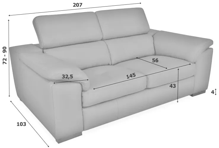 Moderná kožená pohovka LOREN II (3P), hnedá (madras - 111 bark)