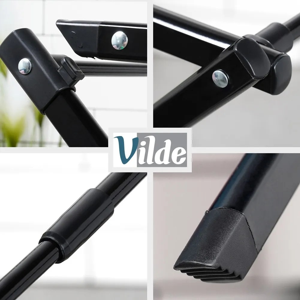 VILDE Sušiak na bielizeň, skladací, čierny kov VILDE, 8 poschodí, 43 - 75 x 37,5 x 139 cm