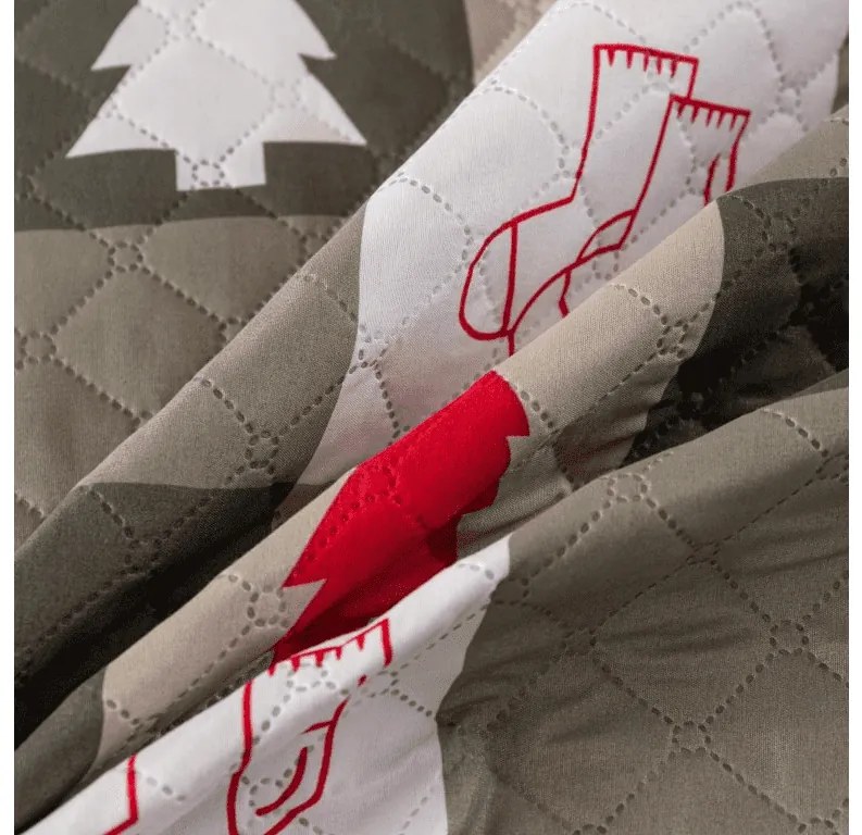 Prehoz na posteľ CHRISTMAS SOCKS zelený Rozmer: 170 x 210 cm