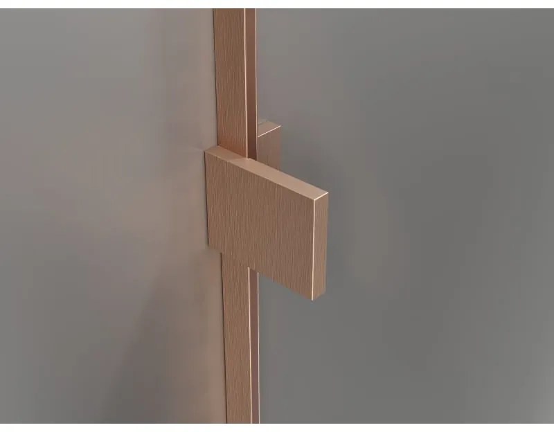 Mexen Lunar, L Duo výklopný sprchový kút 110 x 110 cm, 8mm číre sklo, profil medená matná, 834L-110L-110P-65-00