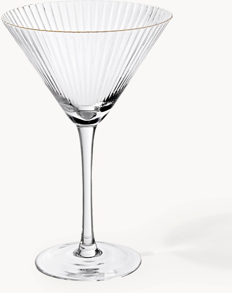 Ručne fúkané poháre na martini's pozláteným okrajom Aleo, 4 ks
