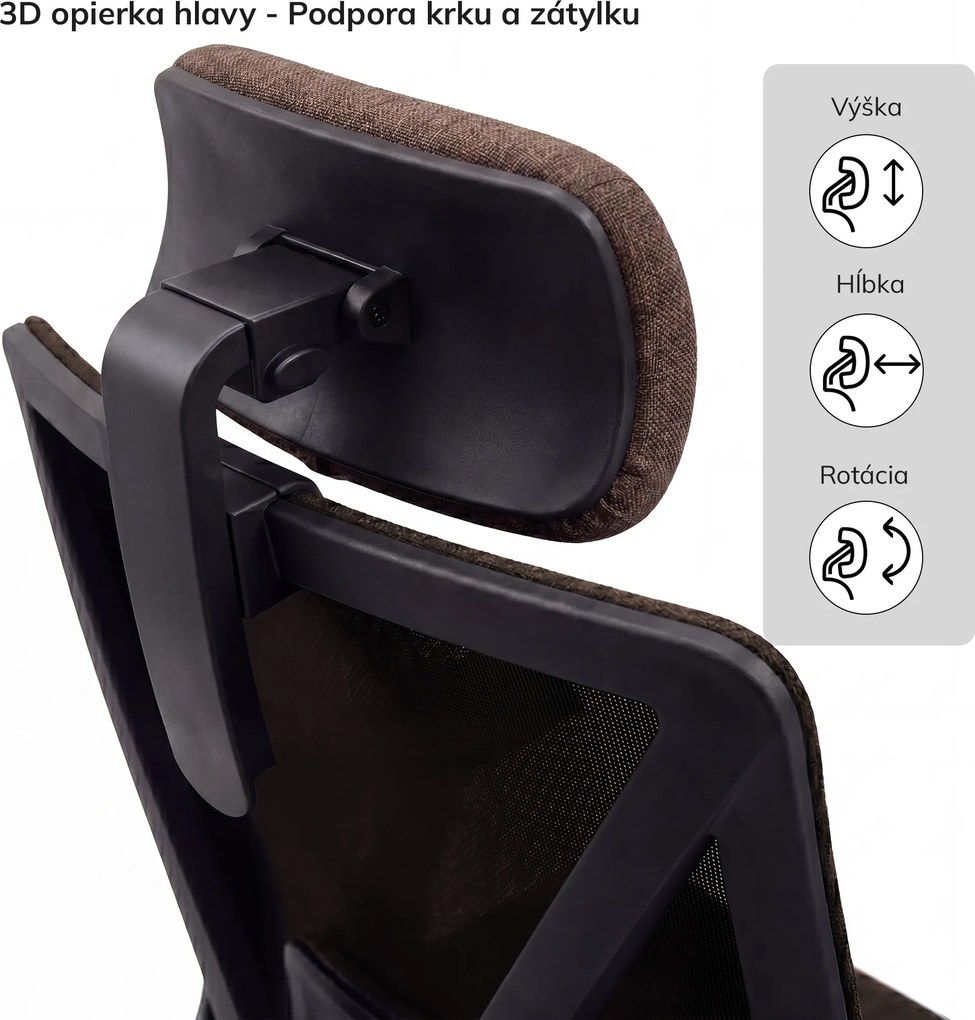 Ergonomická otočná kancelárska stolička, hnedá: VECTOR