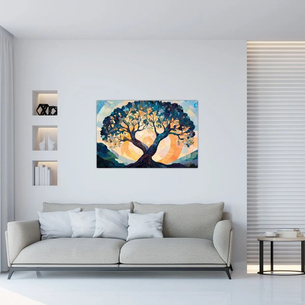 Obraz – Mozaika – slnko a strom II. (90x60 cm)