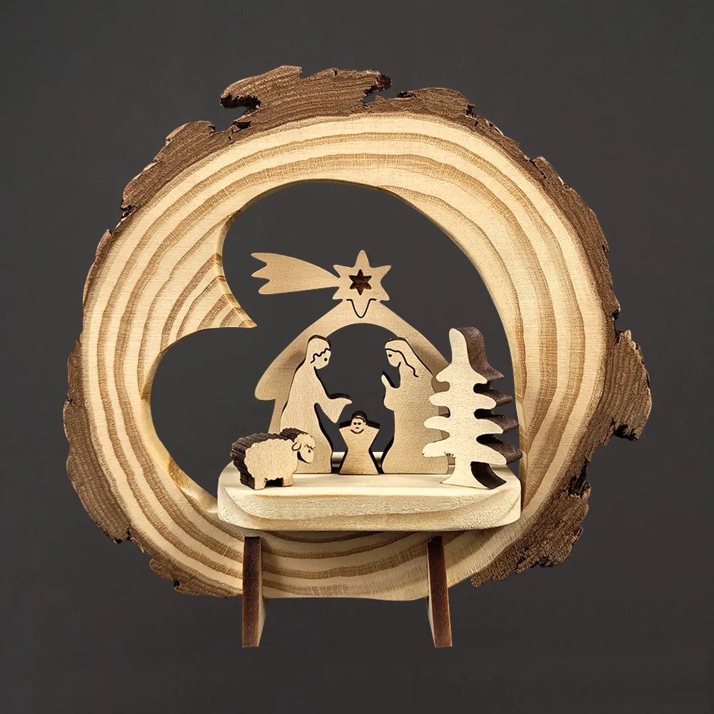 AMADEA Drevený betlehem s figúrkami, masívne drevo, 15 cm, český výrobok