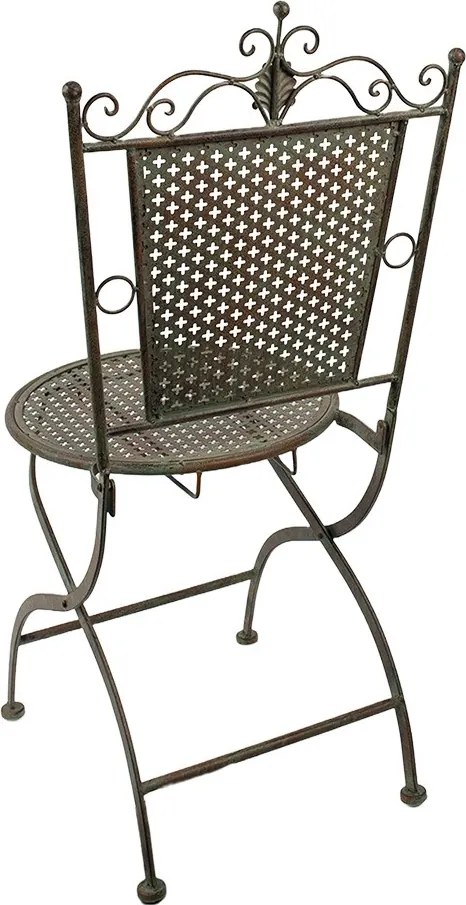 Zeleno-hnedá antik kovová bistro stolička Zio - 43*45*96 cm