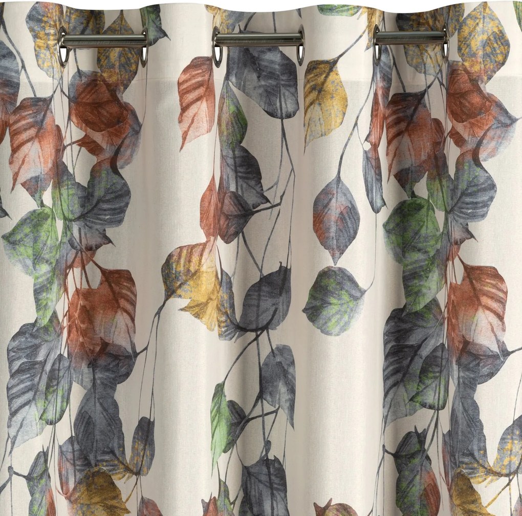 ZÁVES NA KRÚŽKOCH NORA 140X250 CM LISTY