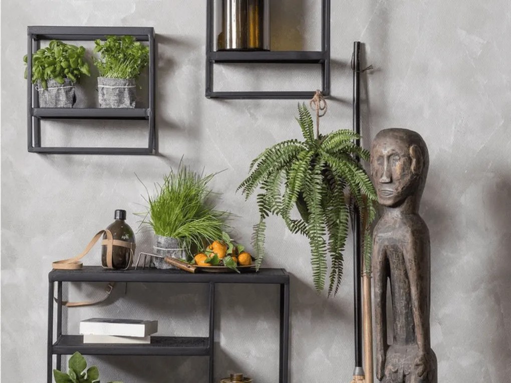 Kovová polica CASTO 40x40 cm, čierna