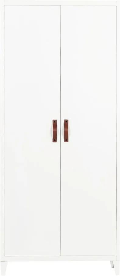 Biela šatníková skriňa WOOOD Brock, šírka 84 cm