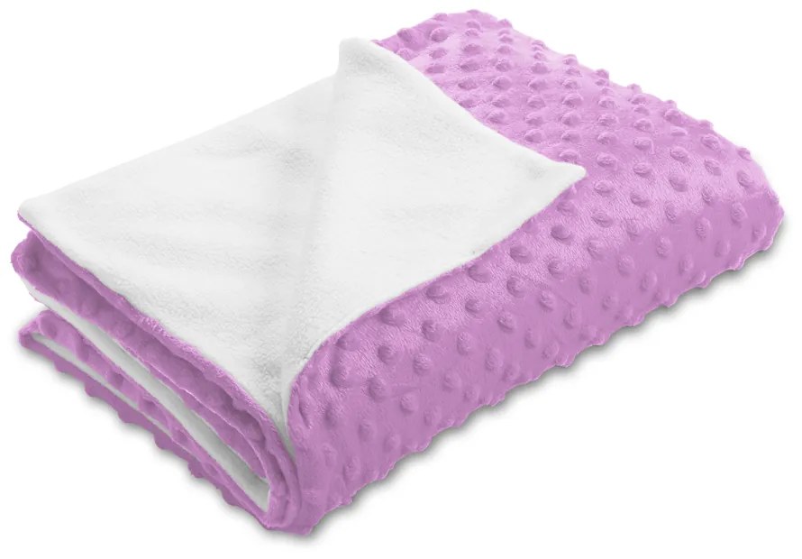 Biante Detská obojstranná deka Minky TOP 3D bodky/Polar MKP-053 Fialová lila 100x150 cm