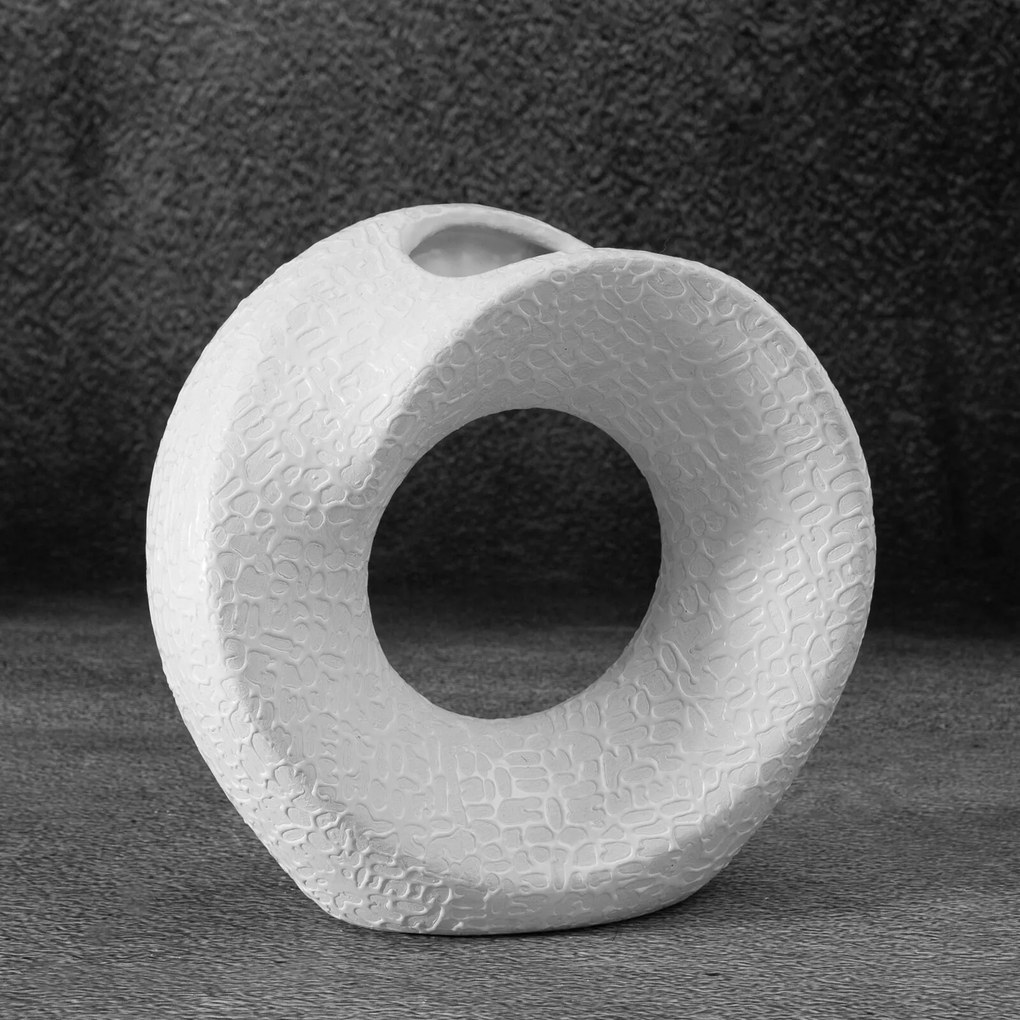 KERAMICKÁ VÁZA RISO 19X7X18 CM BIELA