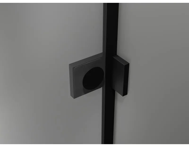Mexen Lunar, L pravý výklopný sprchový kút 90 x 90 cm, 8mm číre sklo, čierny profil, 834L-090-090-70-00-P